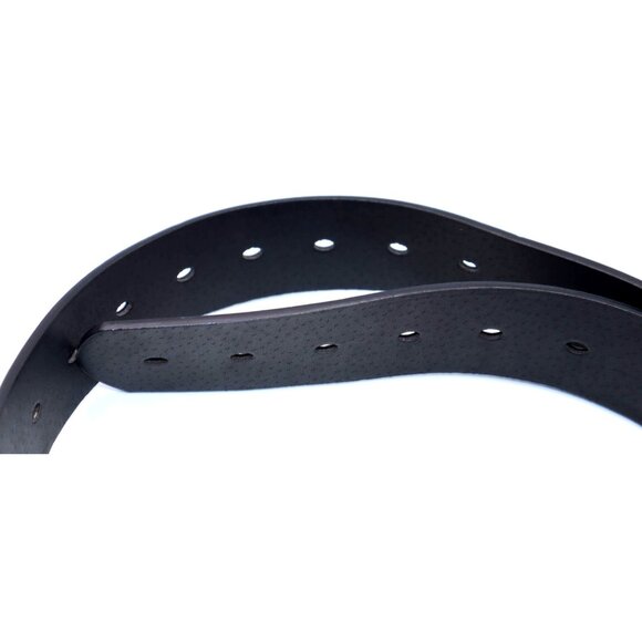 Faux Leather Unisex Belt Black Round Buckle Grunge Gothcore Minimalist - Picture 5 of 5